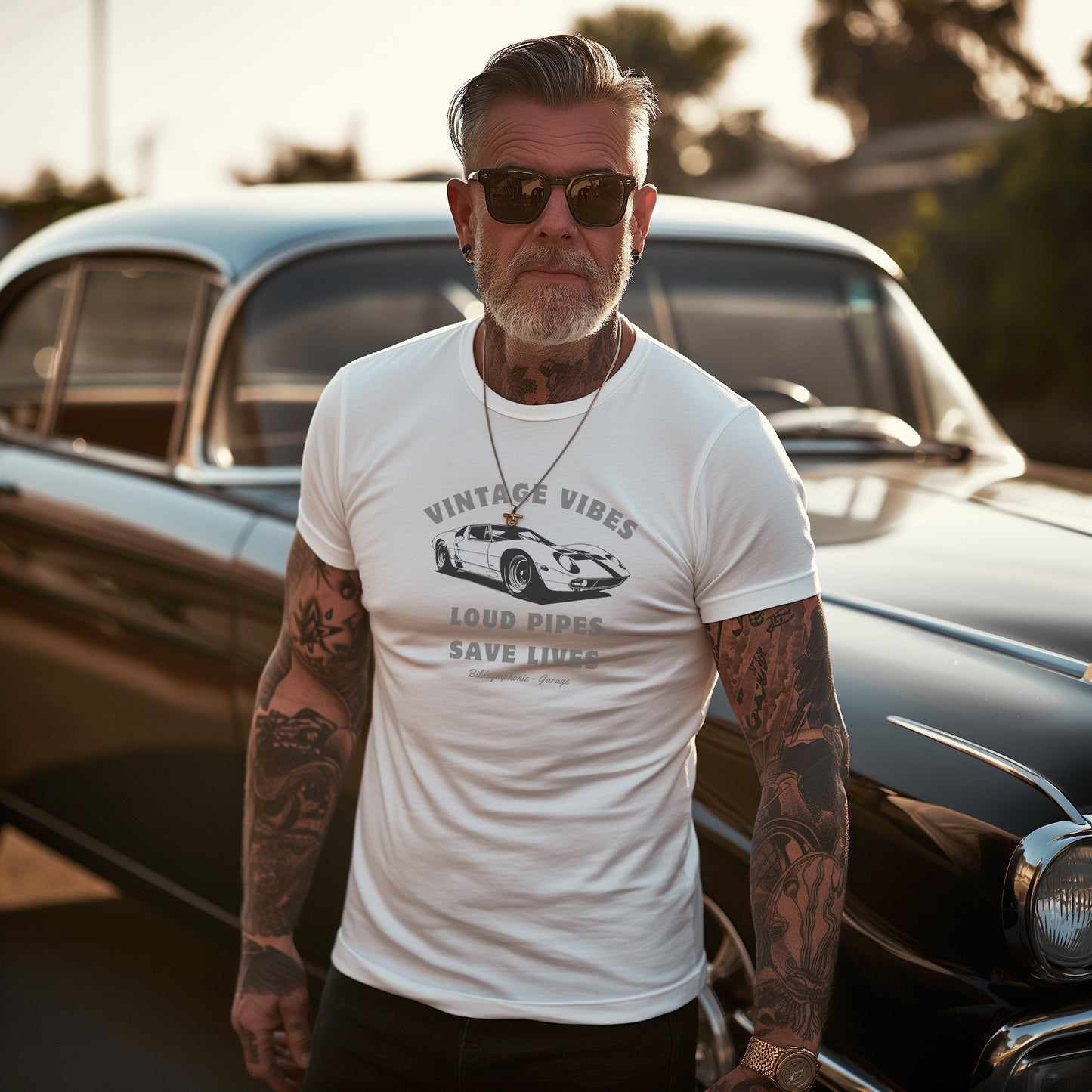 Camisa orgánica premium con ambiente vintage