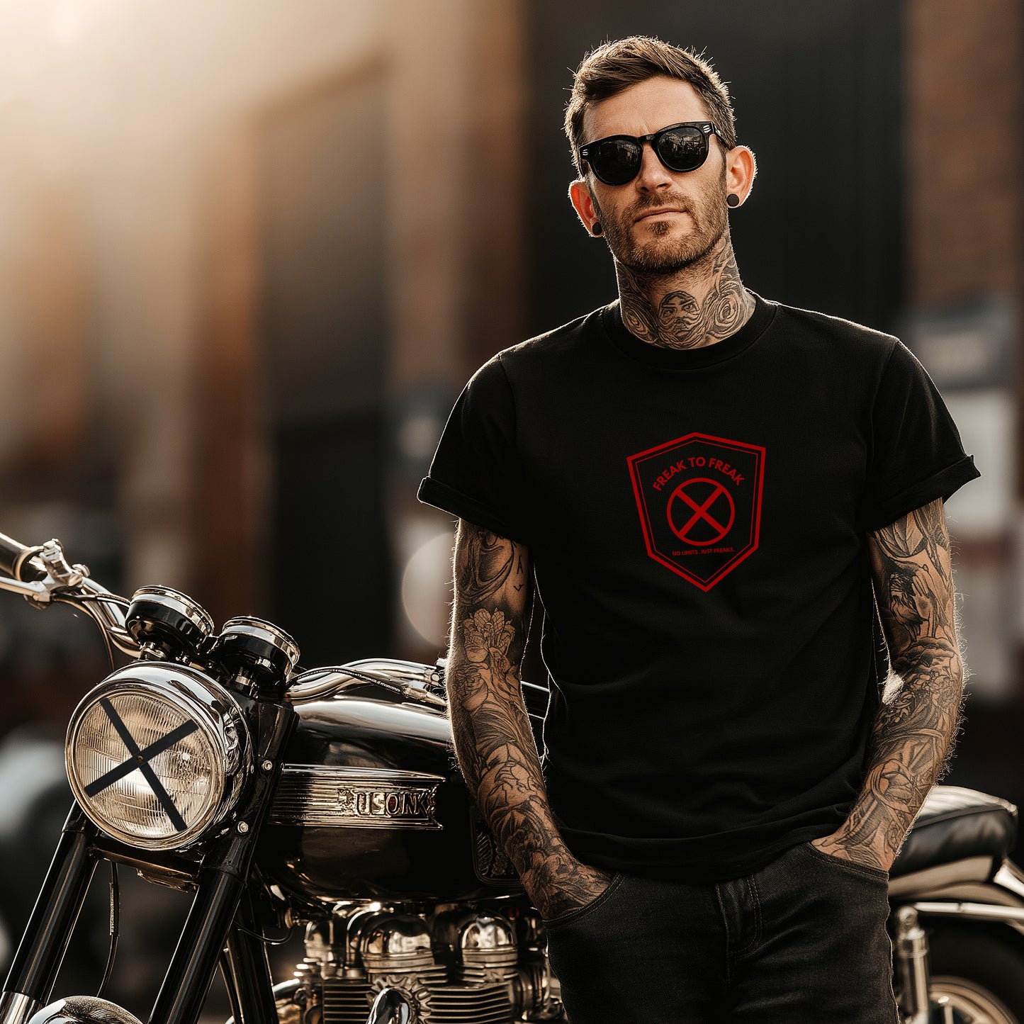 SPECIAL BIG RED EDITION - FREAK - Headlight Cross Unisex/MenPremium Organic Shirt