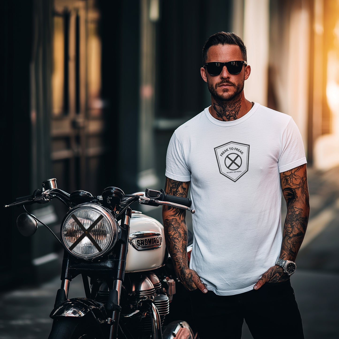 FREAK - Headlight Cross big Logo Unisex/Men white/grey - Premium Organic Shirt